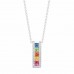 Jewelry Necklace Multi Sapphire, Ruby and Diamond 14kt White Gold Pendant